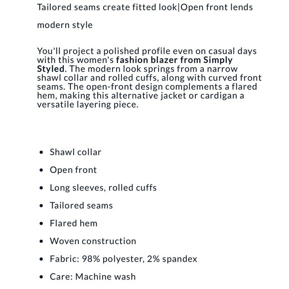 Simply Styled By Sears Solid Black Blazer With Rolled Cuffs Business Casual Sz L - Picture 13 of 13